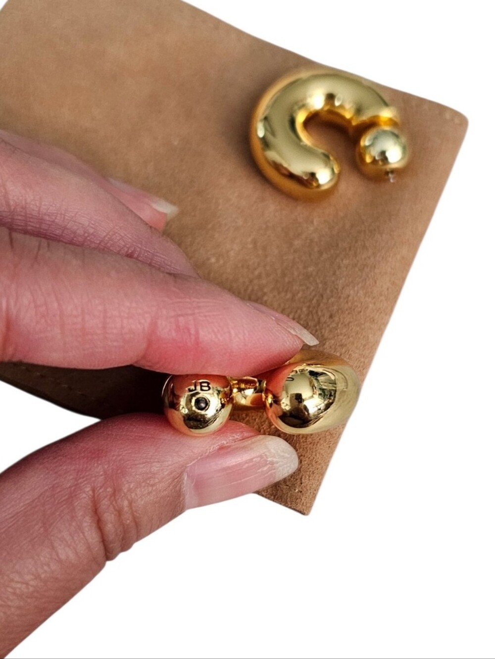 Jenny Bird Tome Hoops Chunky Tubular Gold Tone Earrings Quiet Luxury with Pouch - Picture 3 of 5